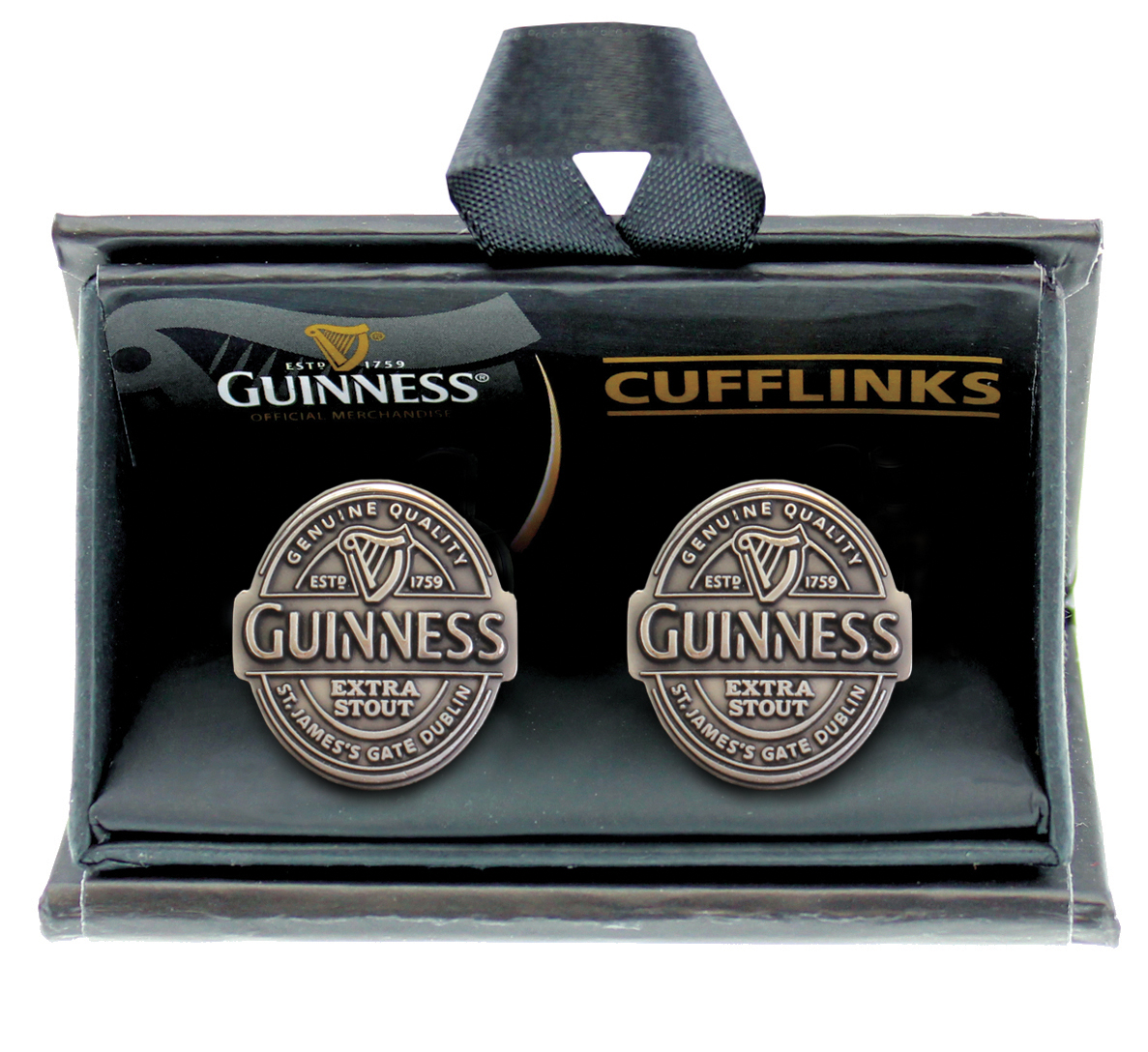 (image for) Guinness Label Cufflinks Antique Silver